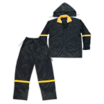 3PC NYLON RAIN SUIT, BLACK NYLON/PVC BACKING, 0.18MM