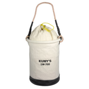 LEATHER BOTTOM CANVAS BUCKET WITH PARACHUTE TOP